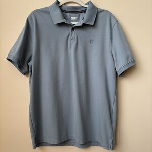 DKNY Men's Light Blue Polo Shirt Size Large, 60% Cotton, 40% Polyester